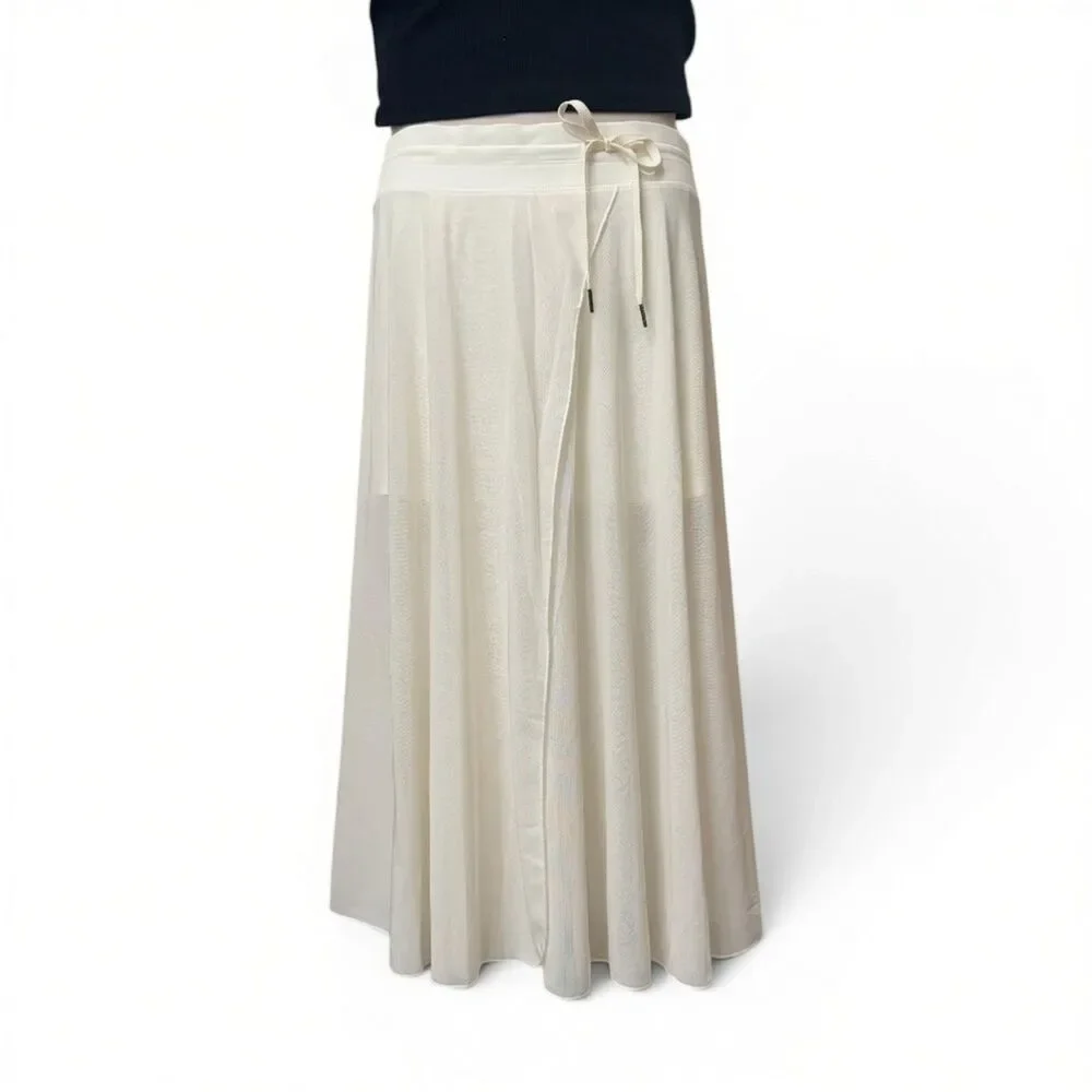 Halara Drawstring Mesh 2-in-1 Side Pocket Flowy Midi Skirt, NWT! Size Large